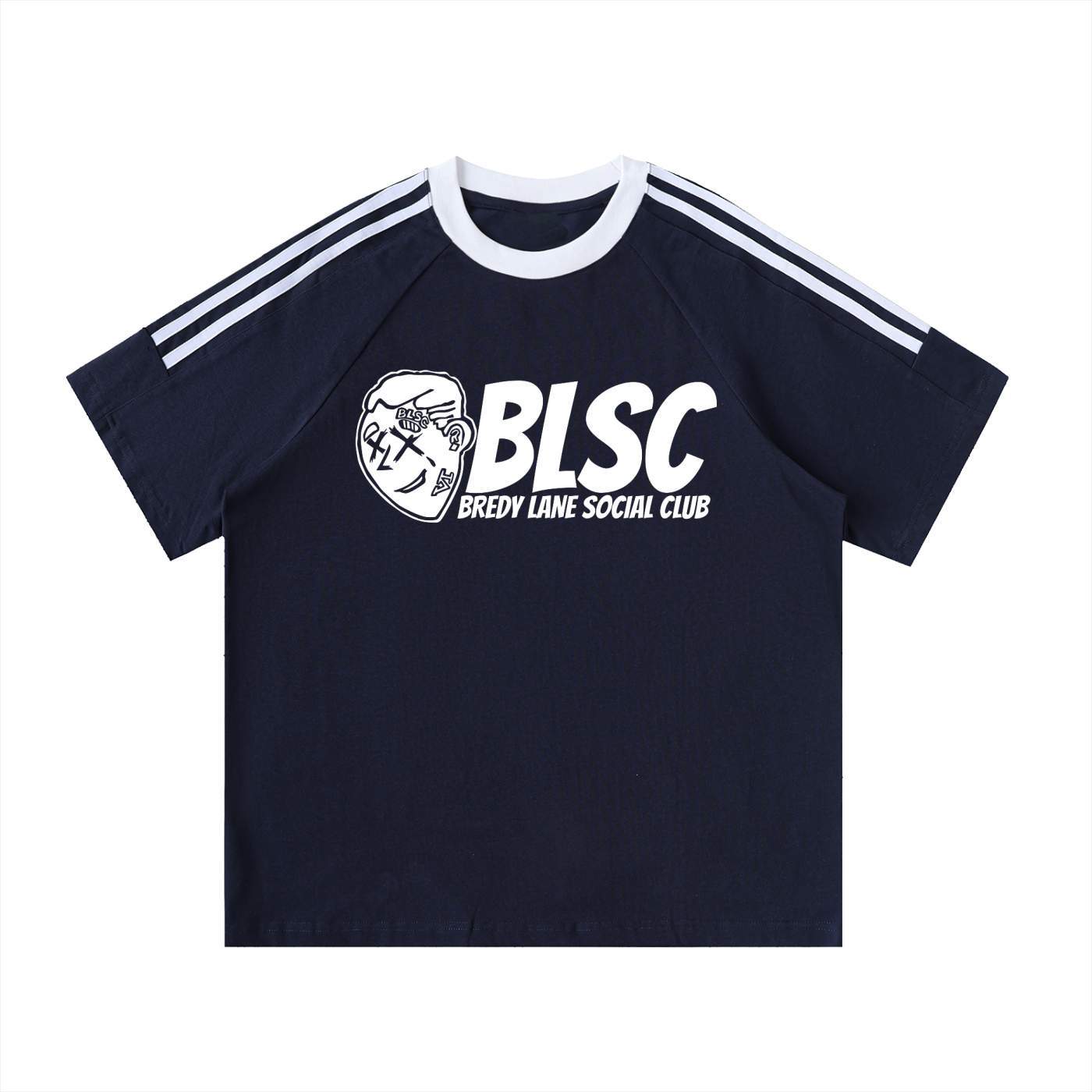 FLYWLKR "BREDY LANE SOCIAL CLUB" Contrast Tape Crewneck Cotton T-Shirt