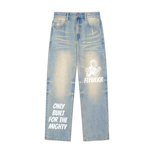 FLYWLKR "ORIGINALS" Sun Fade Raw Hem Denim Jeans
