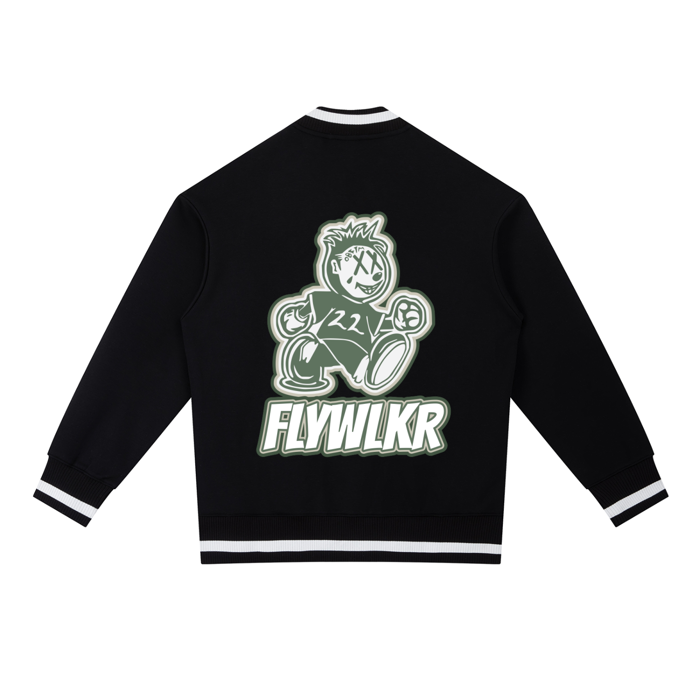 FLYWLKR ORIGINALS "OLIMOSSCREM" Contrast Piping Zip Bomber Jacket