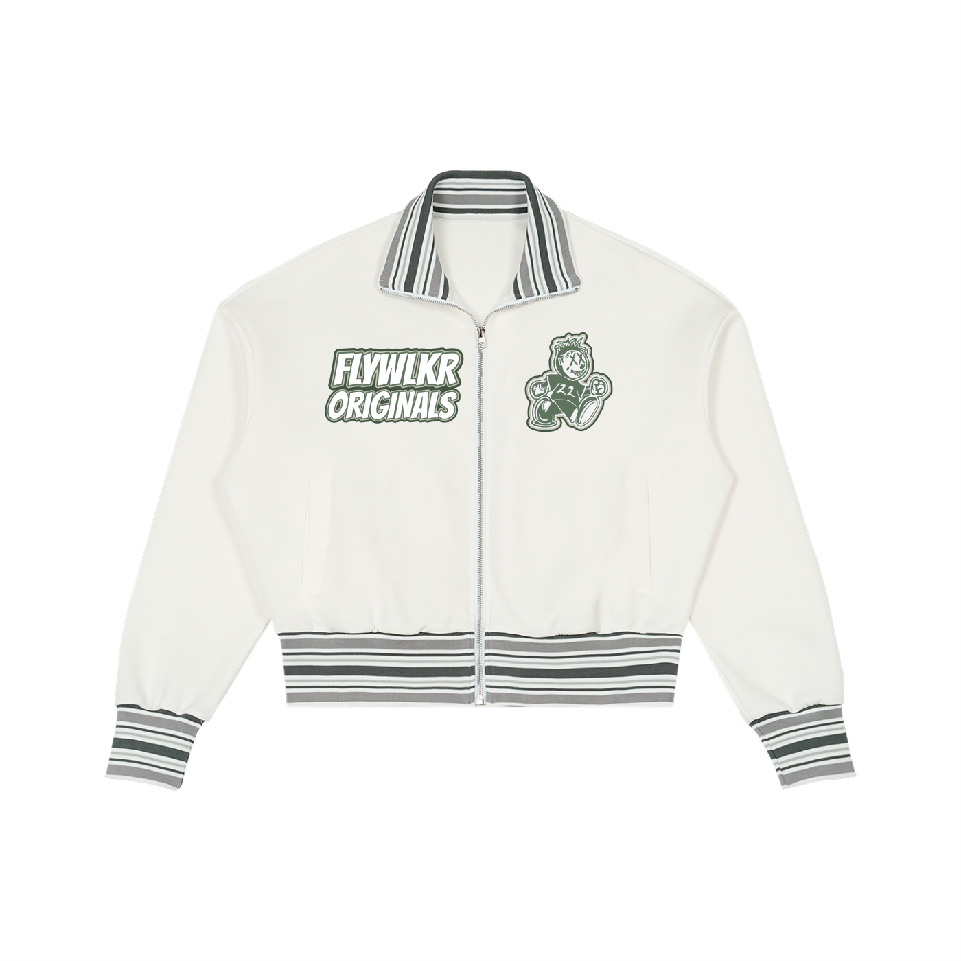 FLYWLKR ORIGINALS "OLIMOSSCREM" Striped Rib Collar Zip Jacket