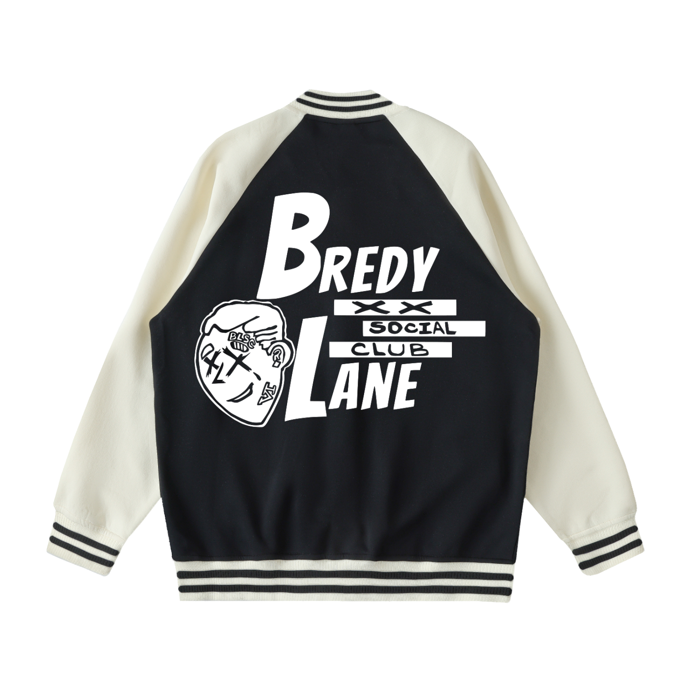 FLYWLKR "BREDY LANE SOCIAL CLUB" Two Tone Raglan Sleeve Varsity Jacket