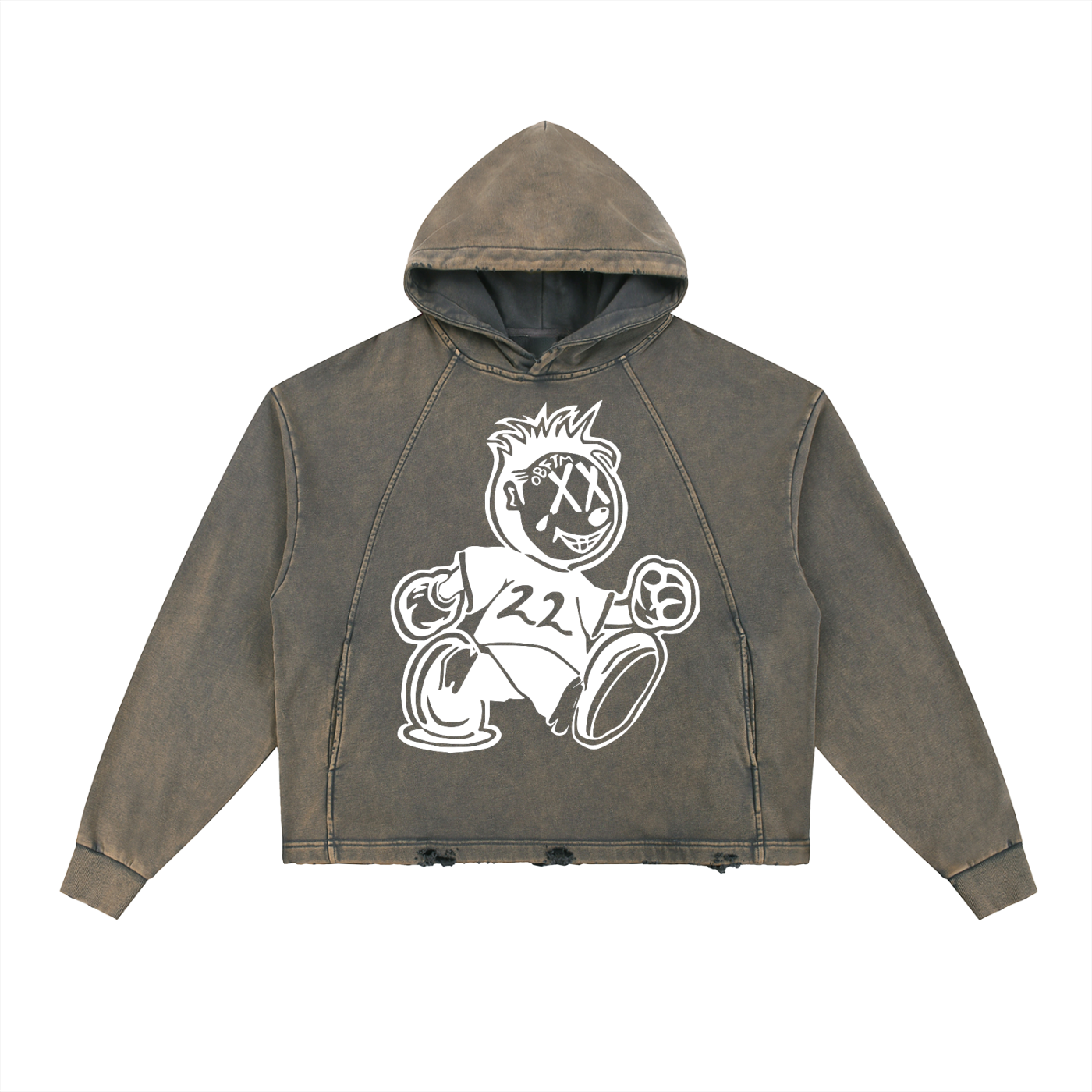 FLYWLKR "ORIGINALS" Vintage Washed Frayed-Hem Hoodie
