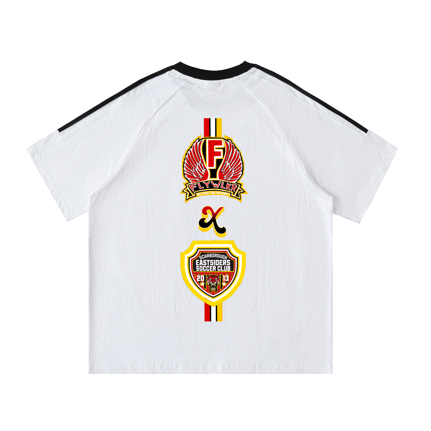 FLYWLKR X EASTSIDERS SC Contrast Tape Crewneck Cotton T-Shirt
