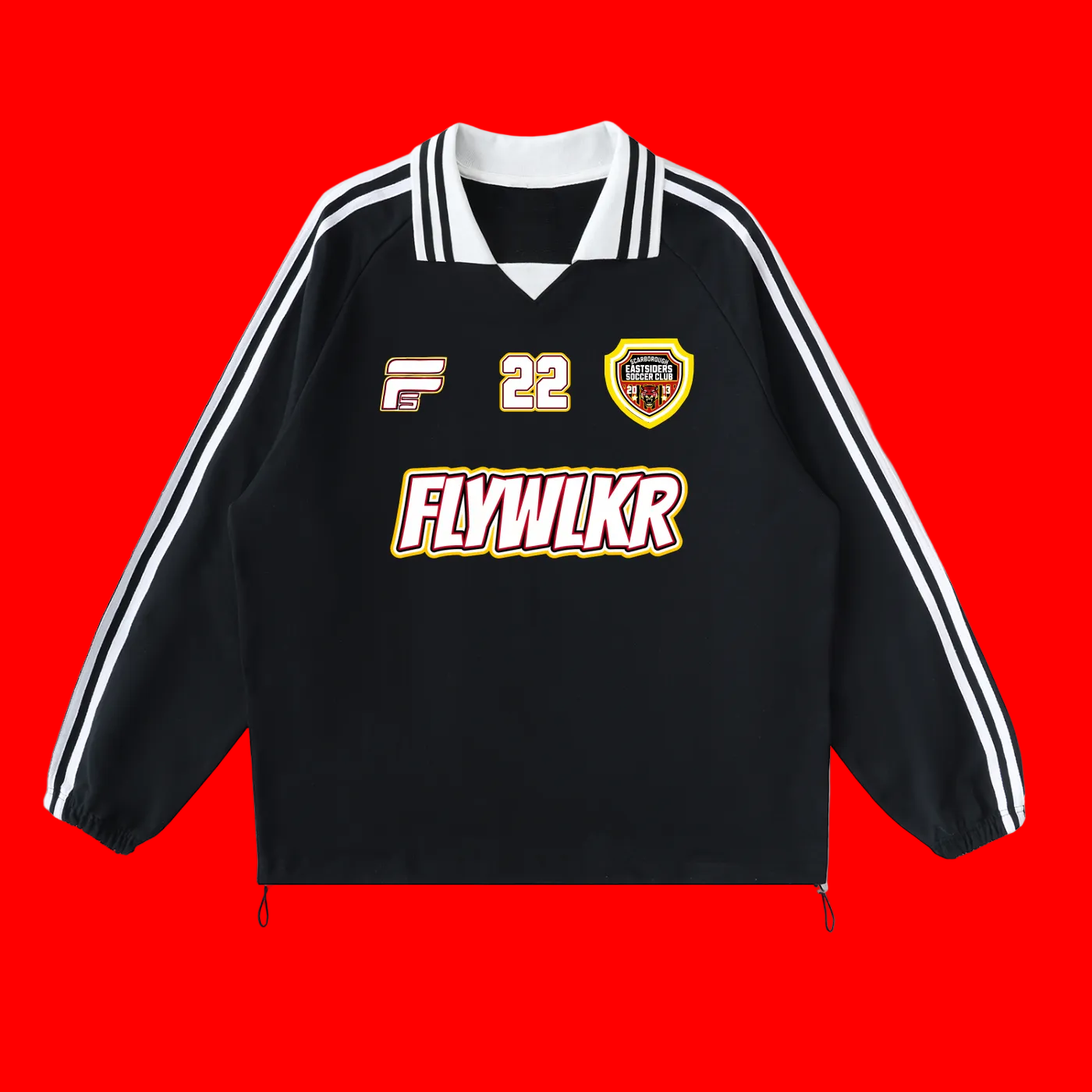 FLYWKR X EASTSIDERS SC Contrast Striped Lapel Collar Sweatshirt