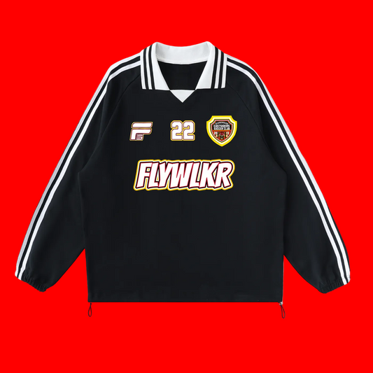 FLYWKR X EASTSIDERS SC Contrast Striped Lapel Collar Sweatshirt