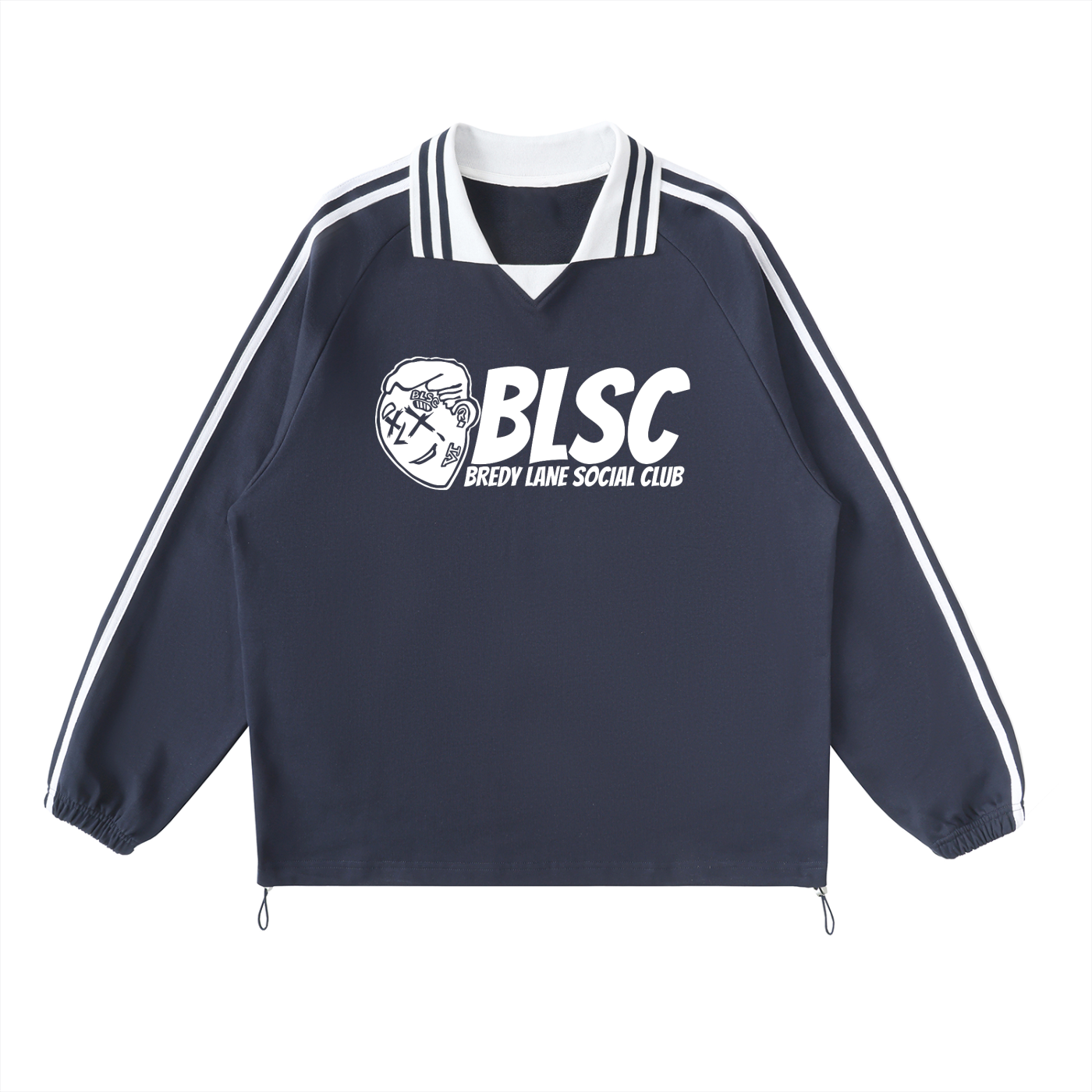 FLYWLKR "BREDY LANE SOCIAL CLUB" Contrast Striped Lapel Collar Sweatshirt