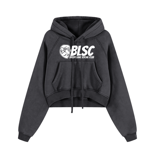 FLYWLKR "BREDY LANE SOCIAL CLUB" Snow Washed Cropped Hoodie