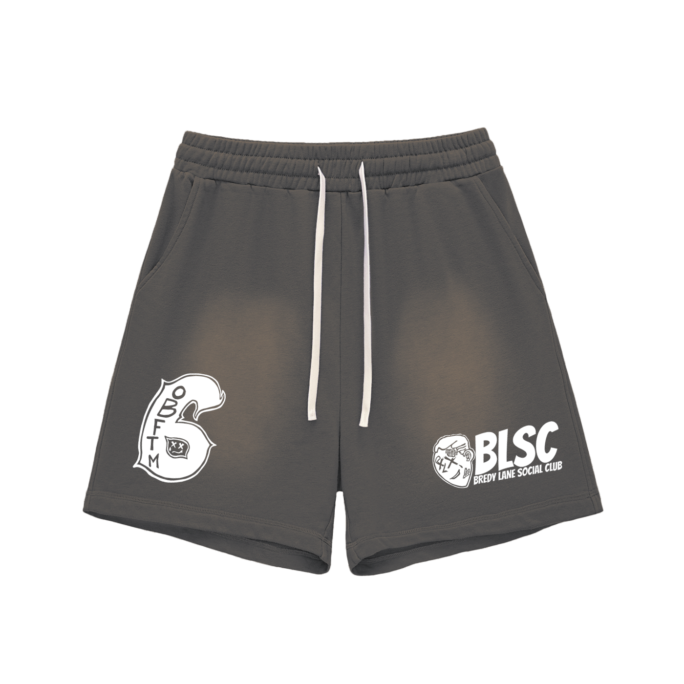 FLYWLKR "BREDY LANE SOCIAL CLUB" Sun Fade Raw Edge Cotton Shorts