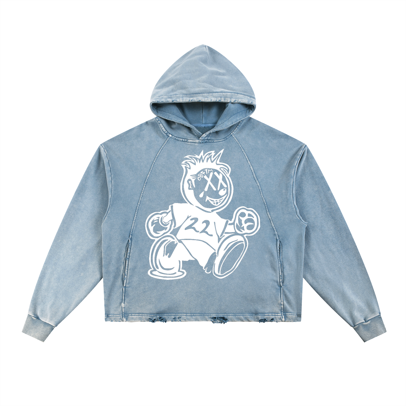 FLYWLKR "ORIGINALS" Vintage Washed Frayed-Hem Hoodie