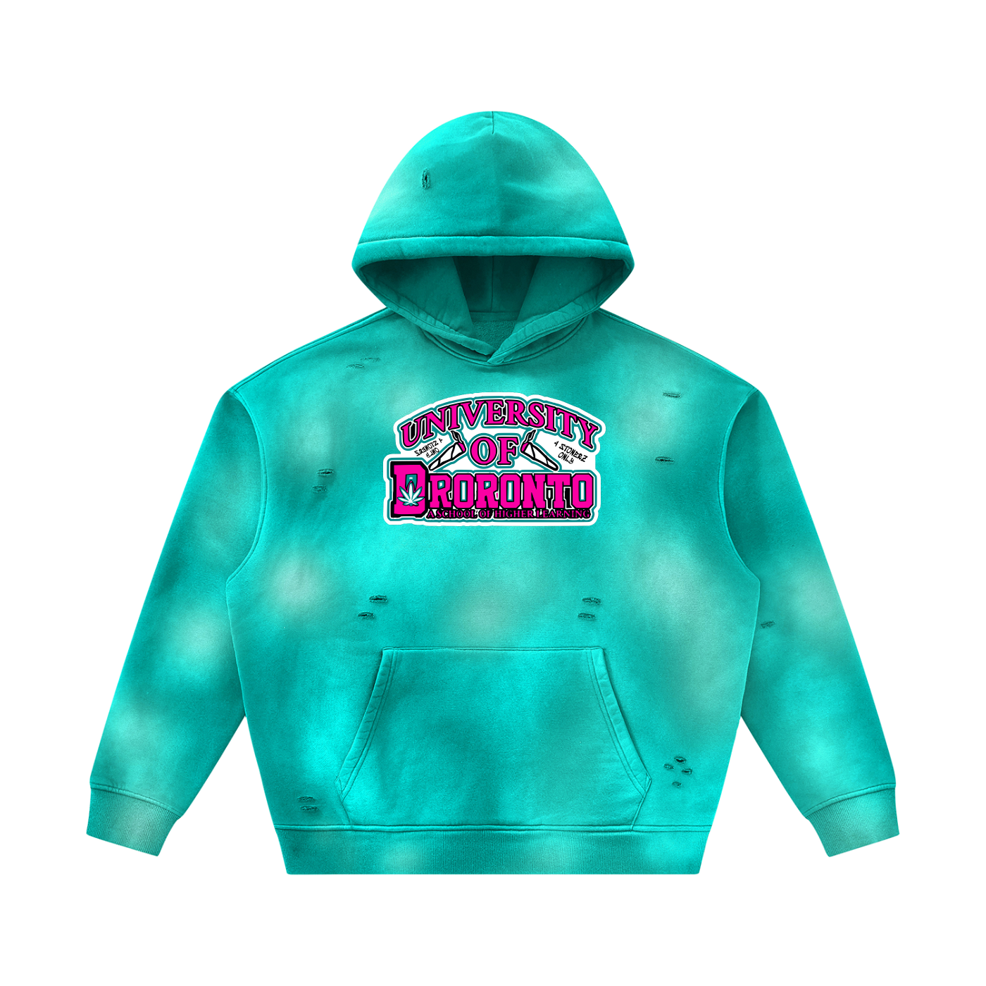PAPER SPACESHIPS SMOKERS CLUB "U.O.D" Unisex Sunfade Frayed Fleece Hoodie