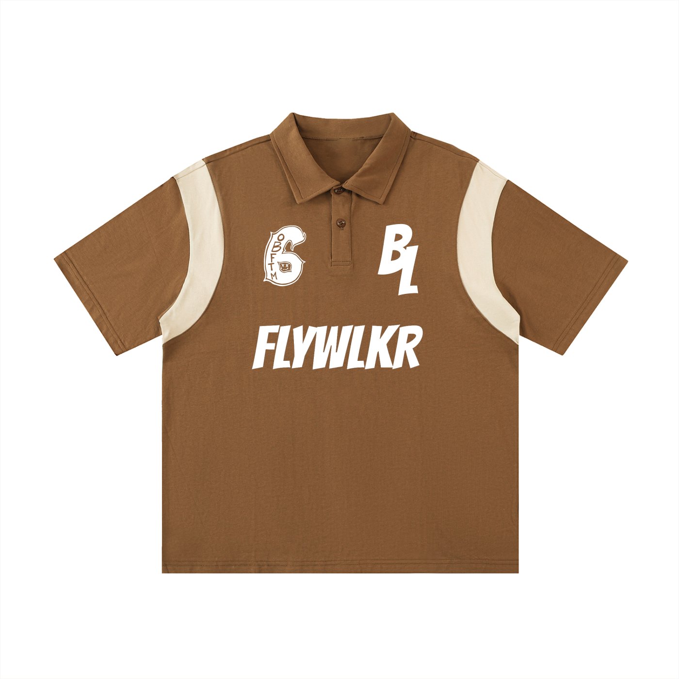 FLYWLKR "BREDY LANE SOCIAL CLUB" Contrast Panel Cotton Polo Shirt