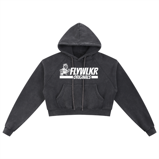 FLYWLKR "ORIGINALS" Snow Washed Cropped Hoodie