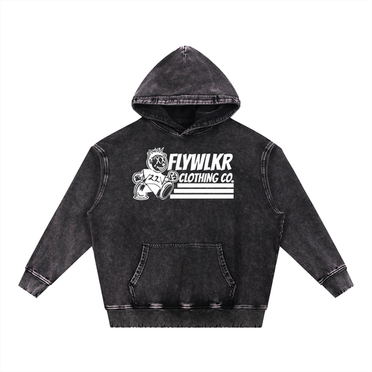 FLYWLKR "ORIGINALS" Snow Wash Hand-Frayed Heavyweight  Hoodie