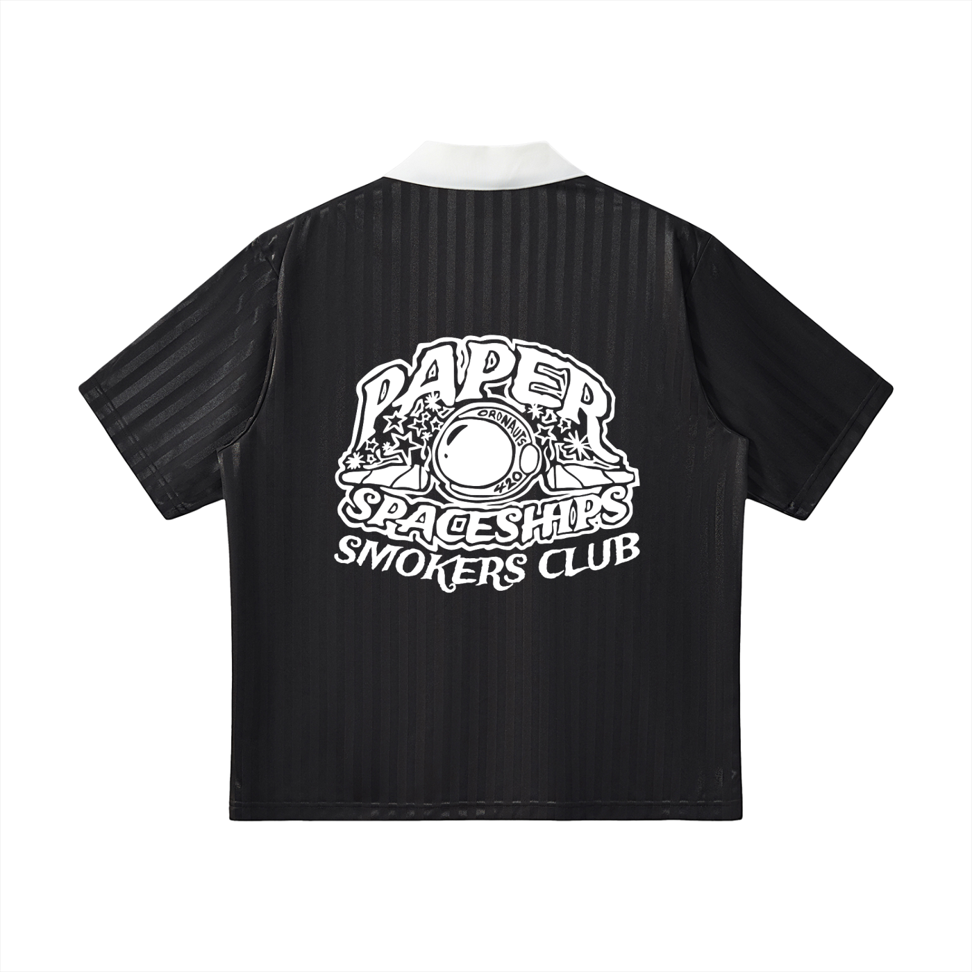 FLYWLKR "PAPER SPACESHIPS SMOKERS CLUB " Contrast Collar Striped Soccer Jersey