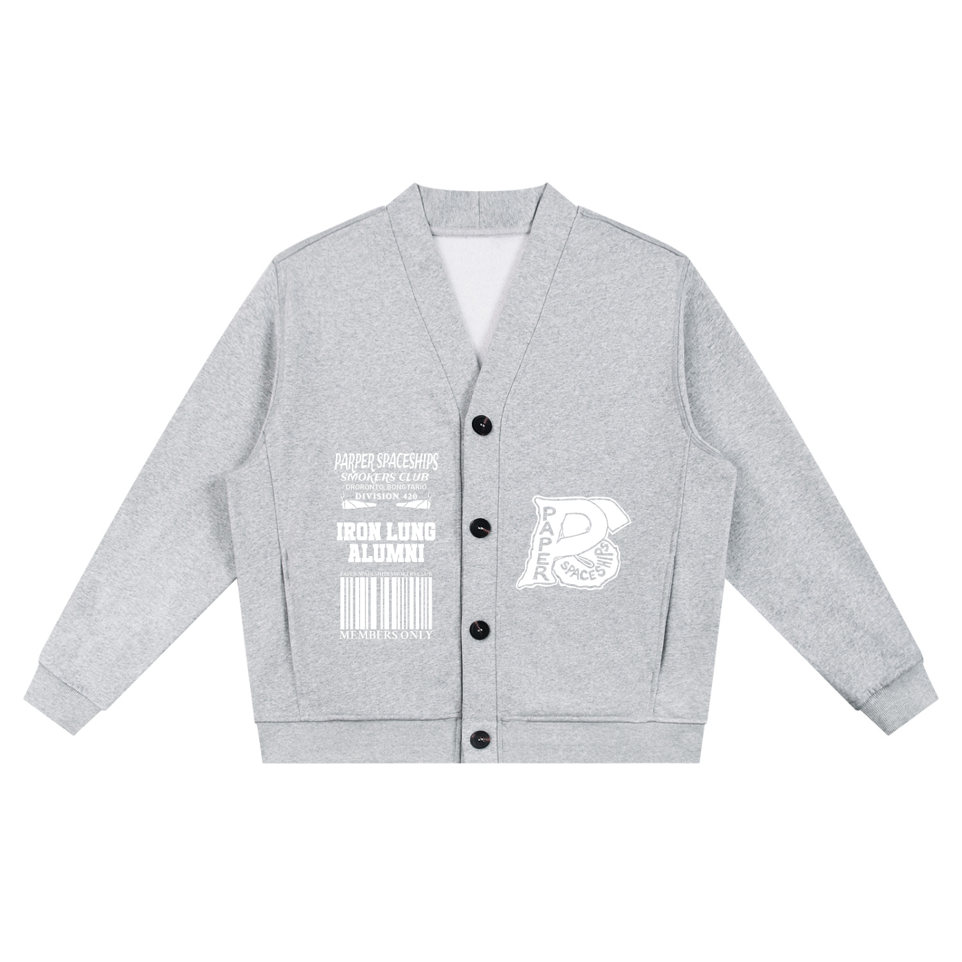 FLYWLKR "PAPER SPACESHIPS SMOKERS CLUB" Essential Heavyweight Sweat Cardigan