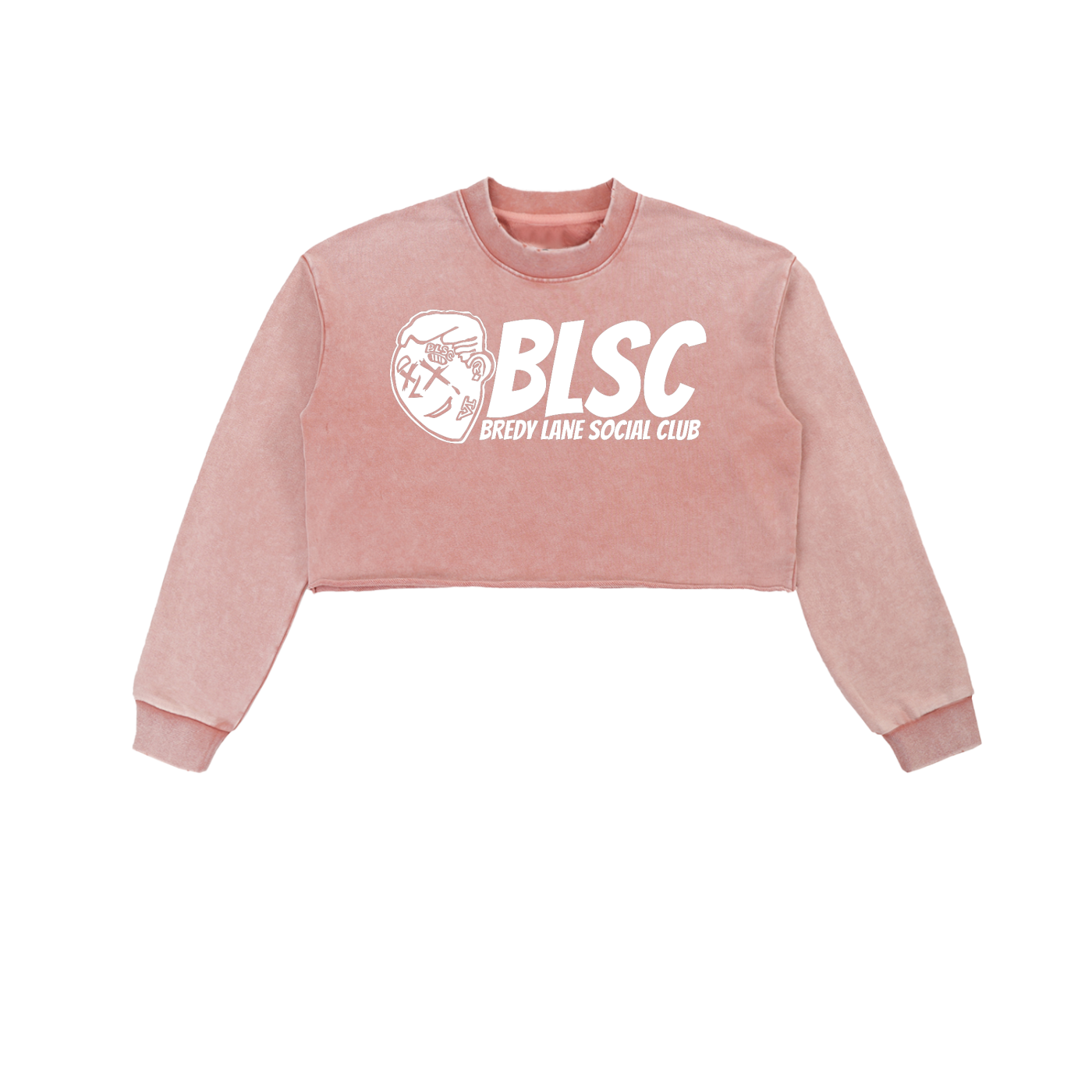 FLYWLKR "BREDY LANE SOCIAL CLUB" Snow Washed Raw Edge Cropped Sweatshirt