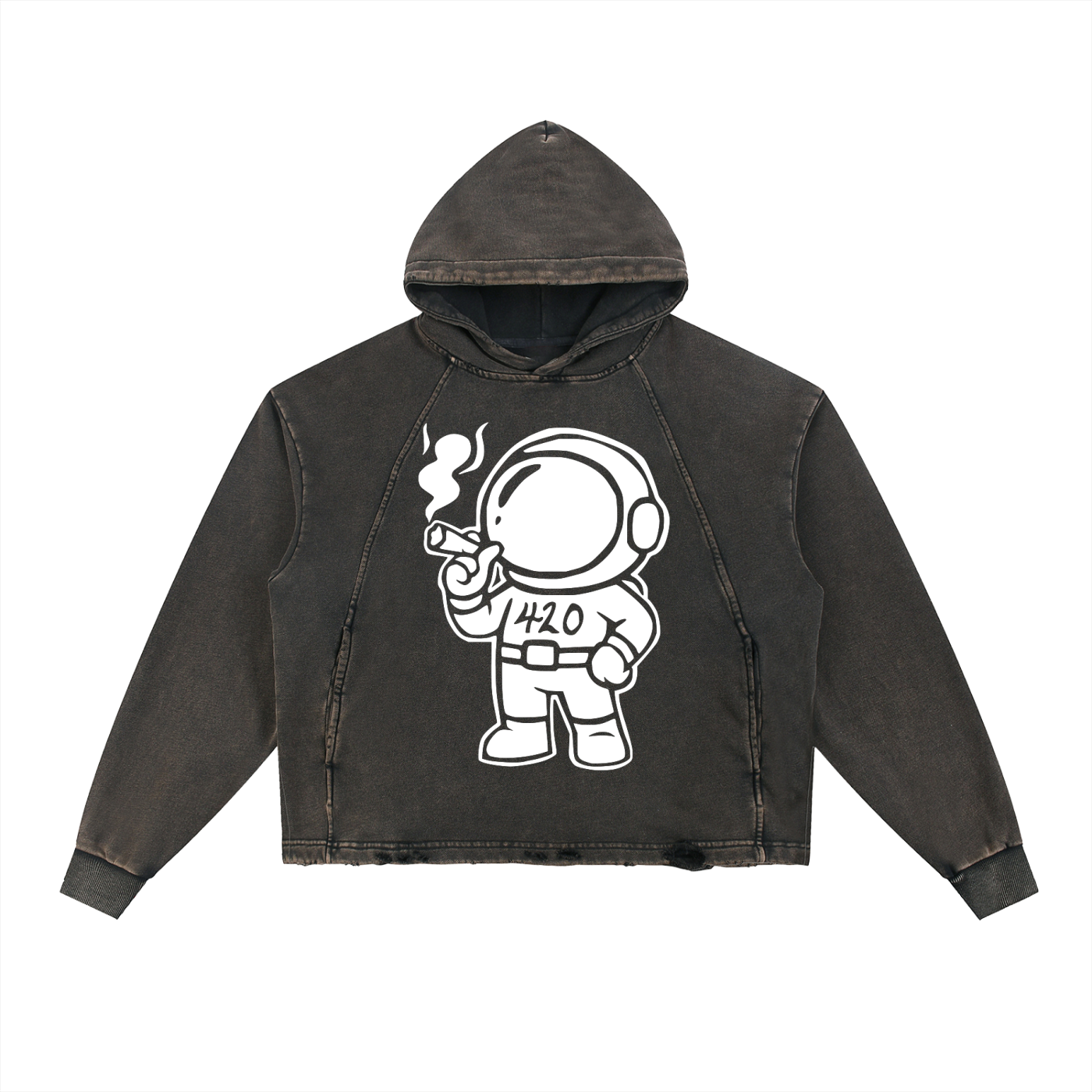 FLYWLKR "THE HIGH CLASS" Vintage Washed Frayed-Hem Hoodie