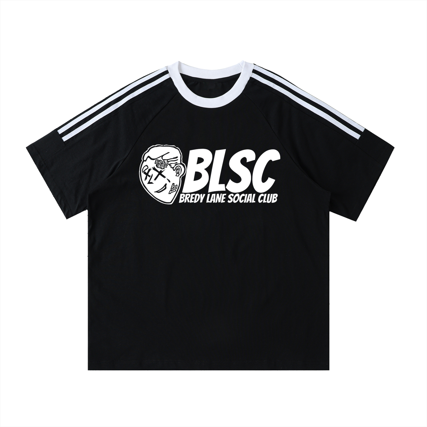 FLYWLKR "BREDY LANE SOCIAL CLUB" Contrast Tape Crewneck Cotton T-Shirt