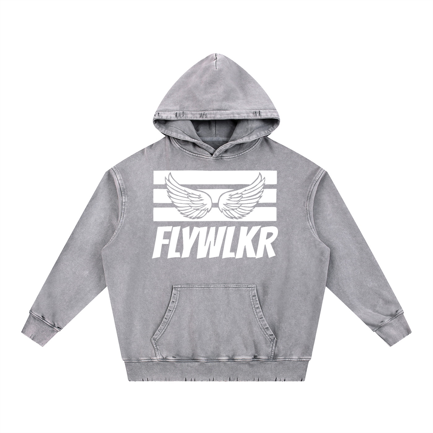FLYWLKR "ORIGINALS" Snow Wash Hand-Frayed Heavyweight  Hoodie