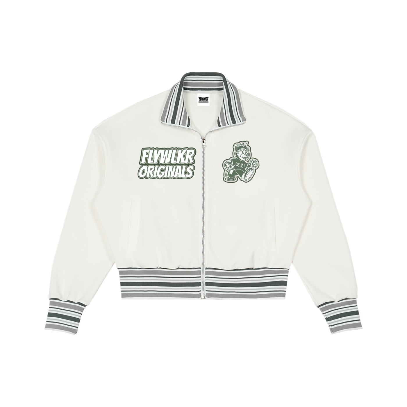 FLYWLKR ORIGINALS "OLIMOSSCREM" Striped Rib Collar Zip Jacket