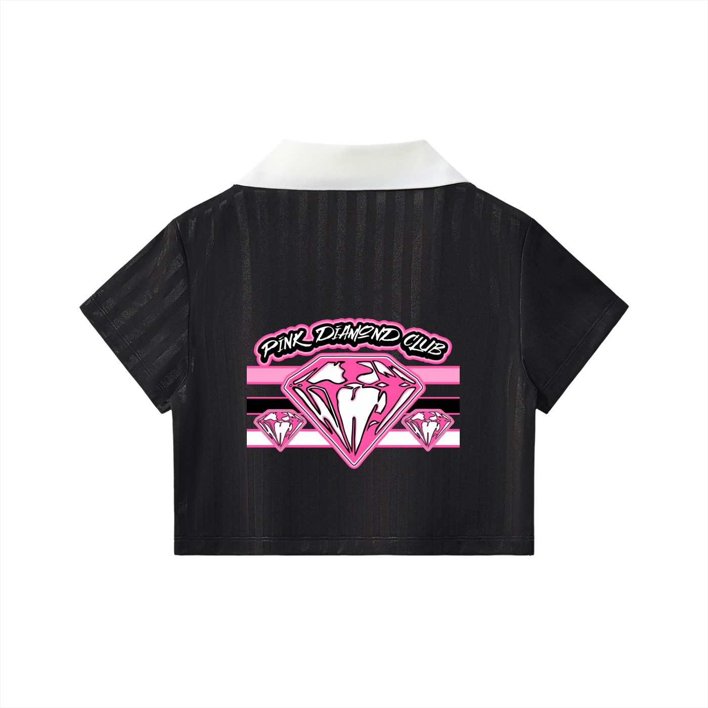 FLYWLKR ORIGINALS "PINK DIAMONDS CLUB" Contrast Collar Striped Cropped Jersey