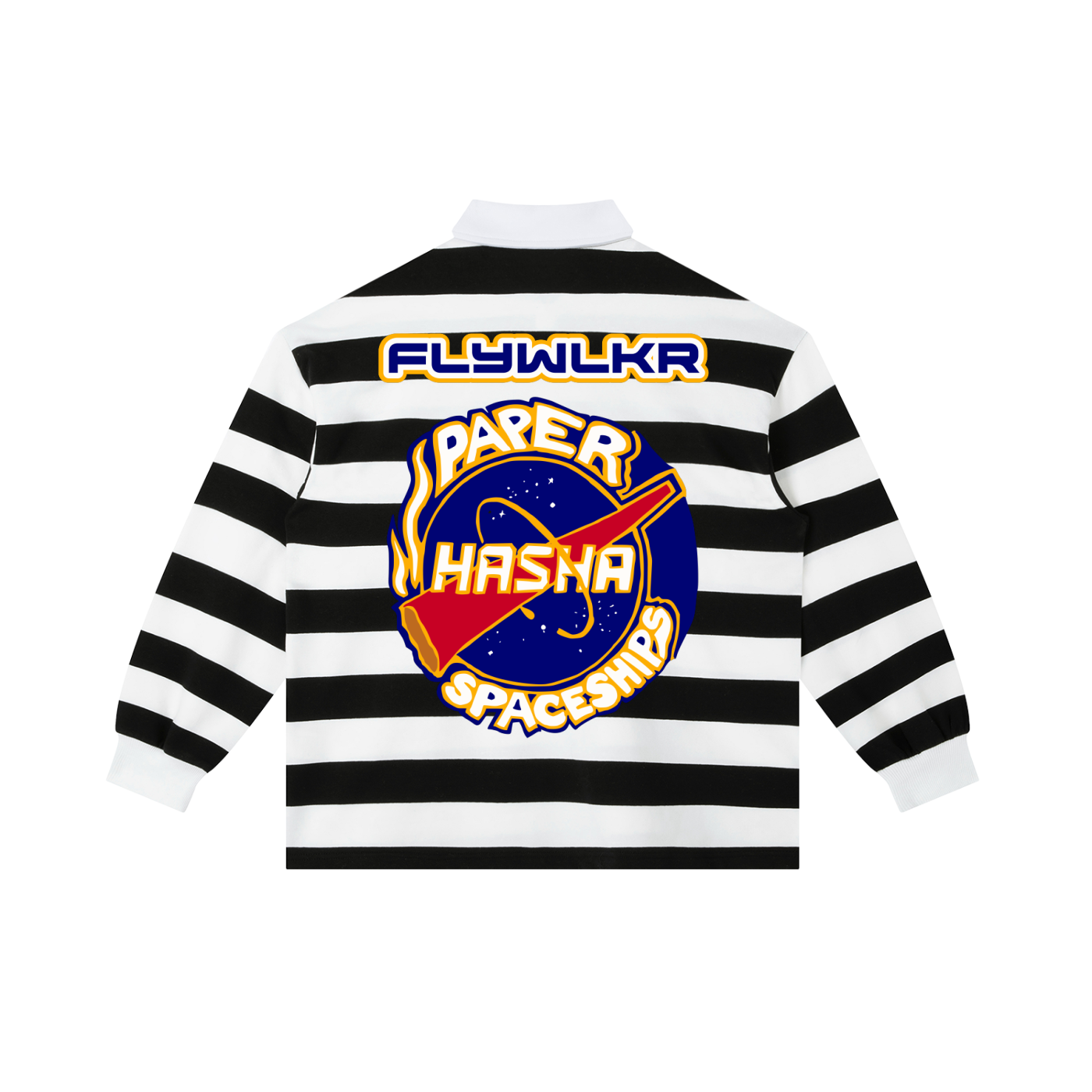 FLYWLKR "PAPER SPACESHIPS SMOKERS CLUB " Color Block Stripe Polo Shirt