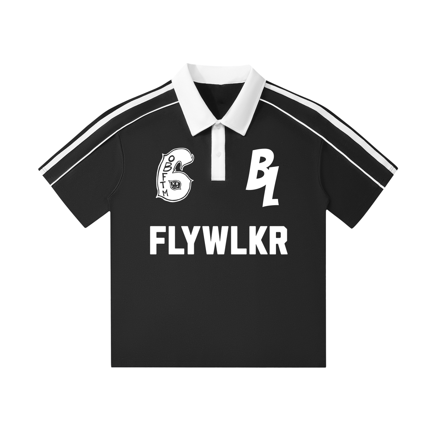 FLYWLKR "BREDY LANE SOCIAL CLUB" Contrast Collar Short-Sleeve Polo Shirt