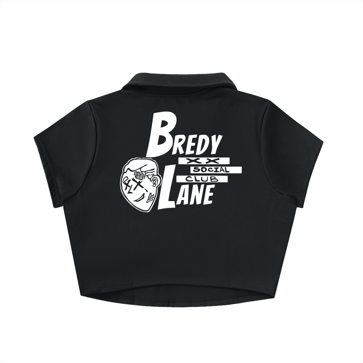 FLYWLKR "BREDY LANE SOCIAL CLUB" V-Neck Lapel Crop Top