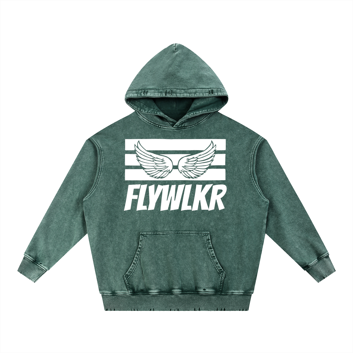FLYWLKR "ORIGINALS" Snow Wash Hand-Frayed Heavyweight  Hoodie