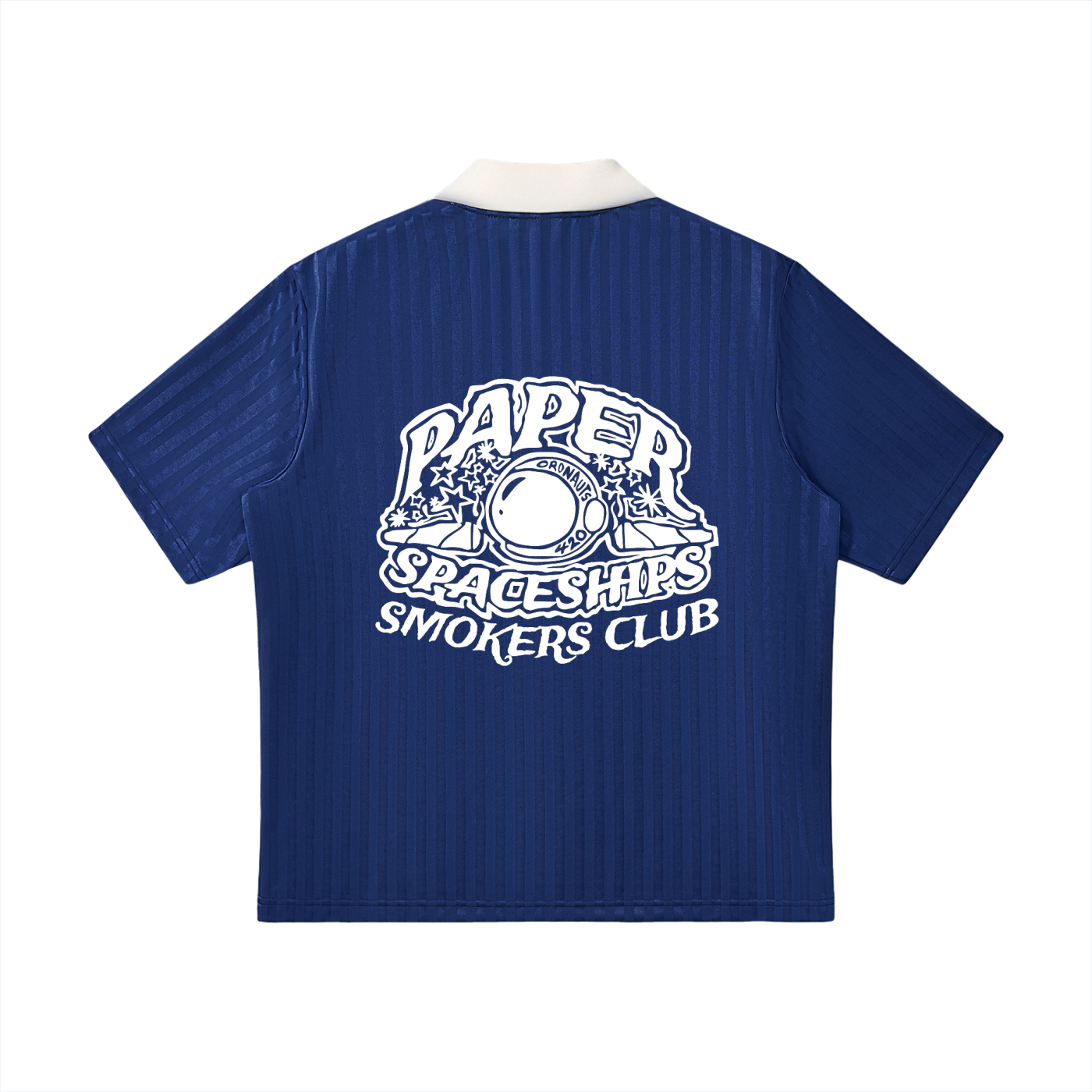 FLYWLKR "PAPER SPACESHIPS SMOKERS CLUB " Contrast Collar Striped Soccer Jersey