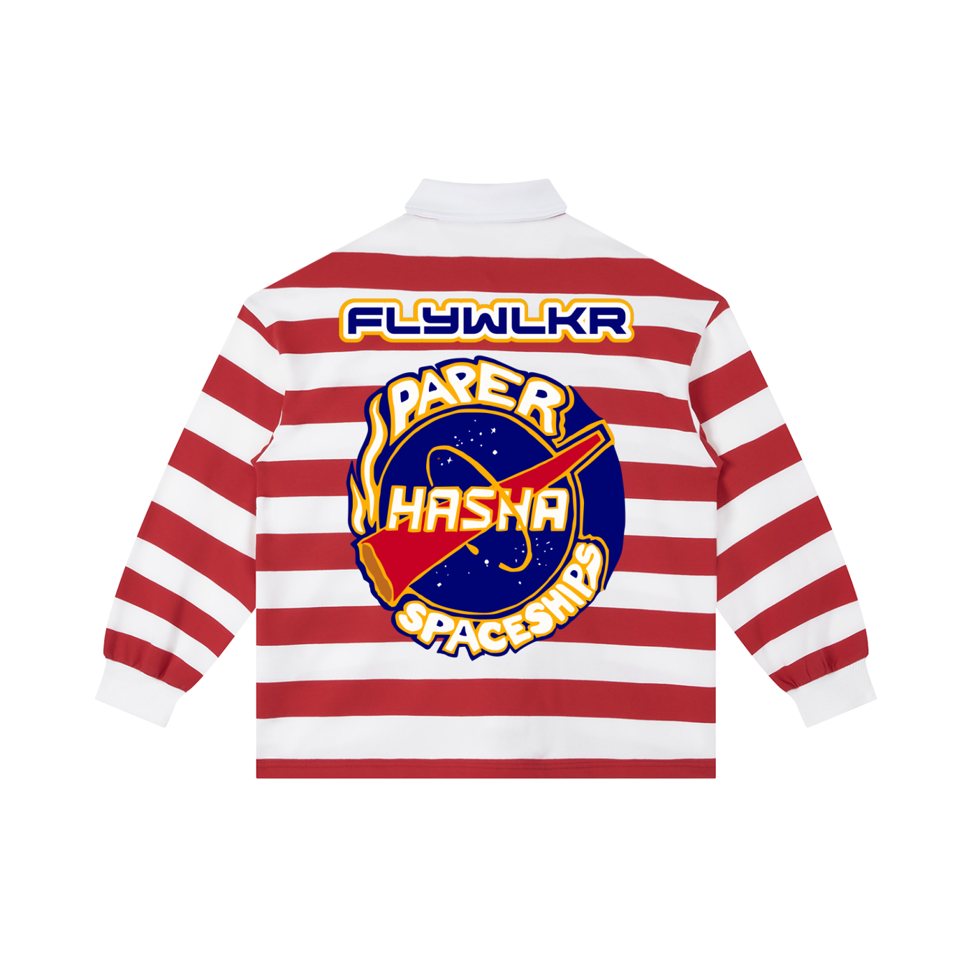 FLYWLKR "PAPER SPACESHIPS SMOKERS CLUB " Color Block Stripe Polo Shirt
