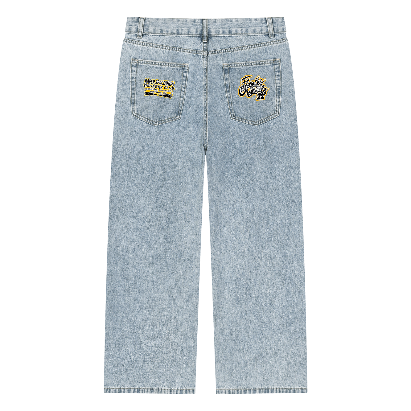 FLYWLKR "PAPER SPACESHIPS" Unisex Vintage Wash Straight Leg Jeans