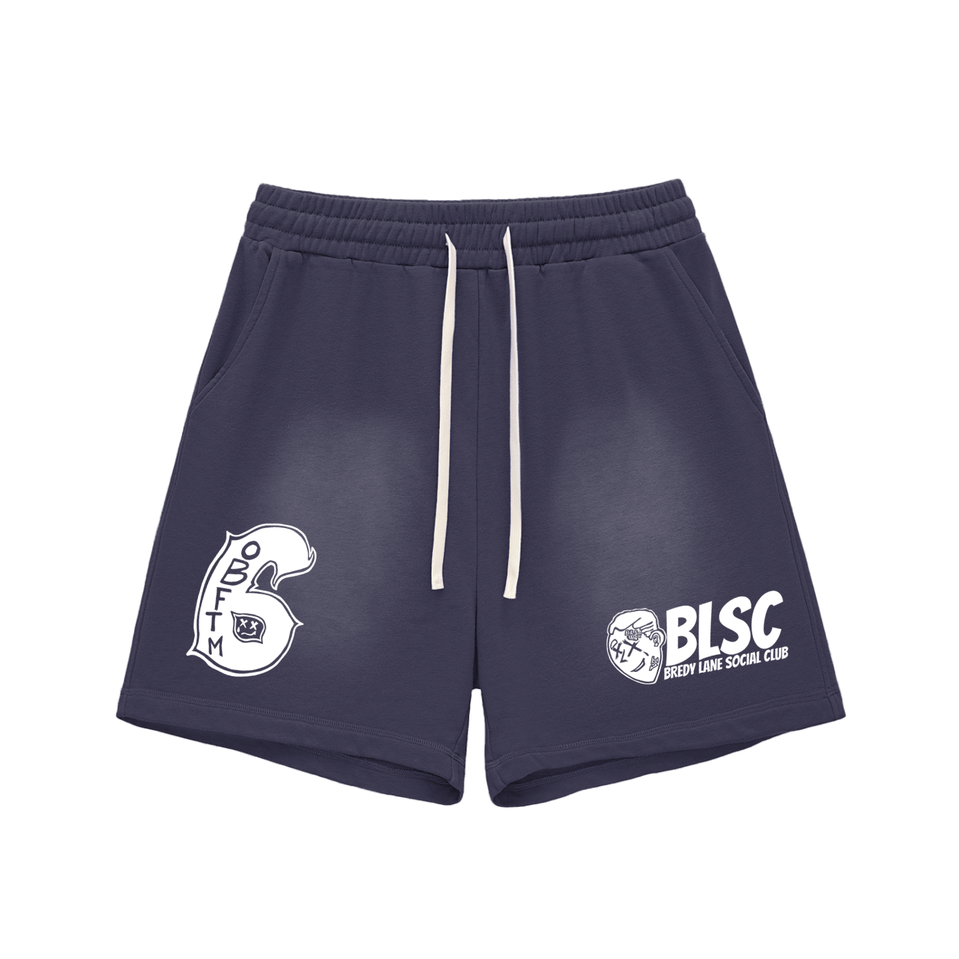 FLYWLKR "BREDY LANE SOCIAL CLUB" Sun Fade Raw Edge Cotton Shorts