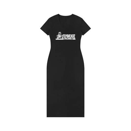 FLYWLKR "ORIGINALS" Women's V-Neck Short Sleeve Maxi Dress