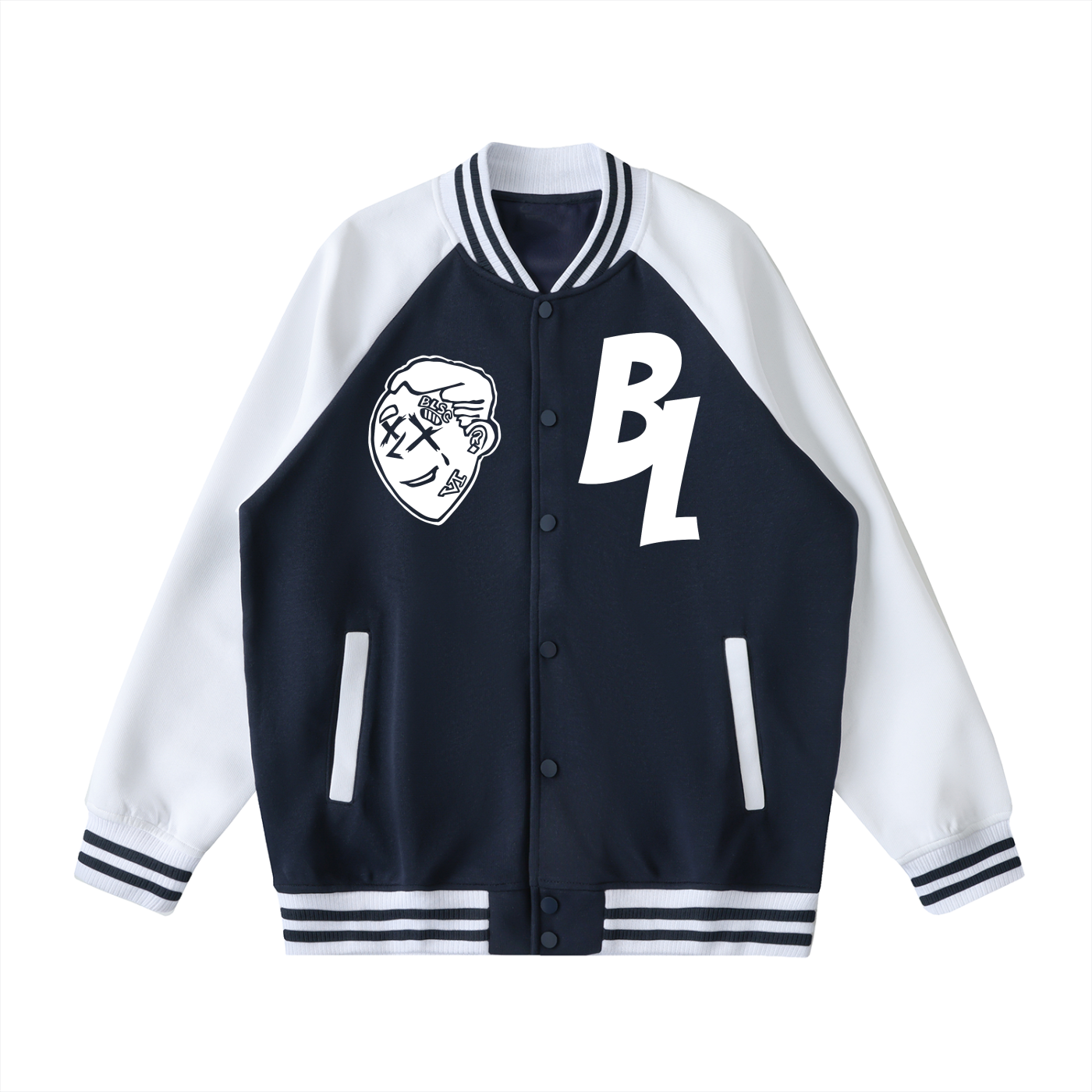 FLYWLKR "BREDY LANE SOCIAL CLUB" Two Tone Raglan Sleeve Varsity Jacket