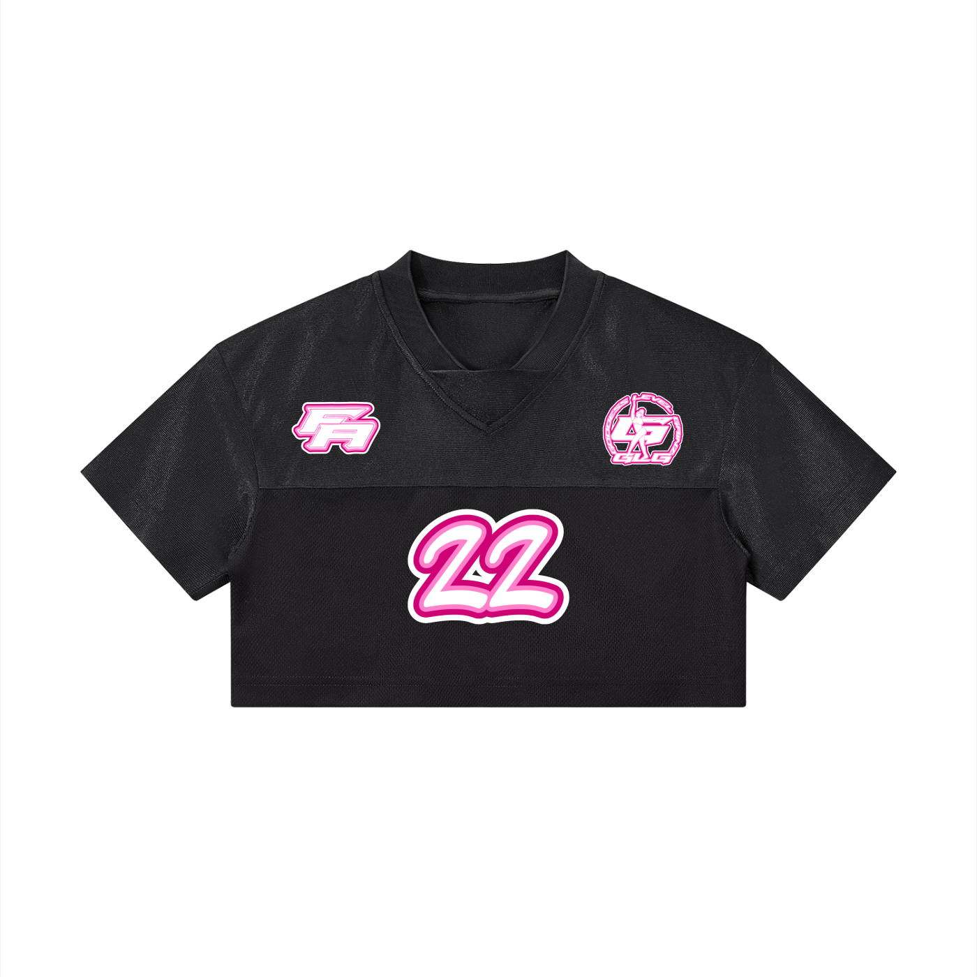 FLYWLKR "ATHLETICS" Women’s Cropped Paneled V-Neck Jersey