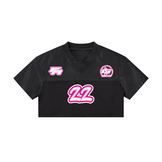 FLYWLKR "ATHLETICS" Women’s Cropped Paneled V-Neck Jersey