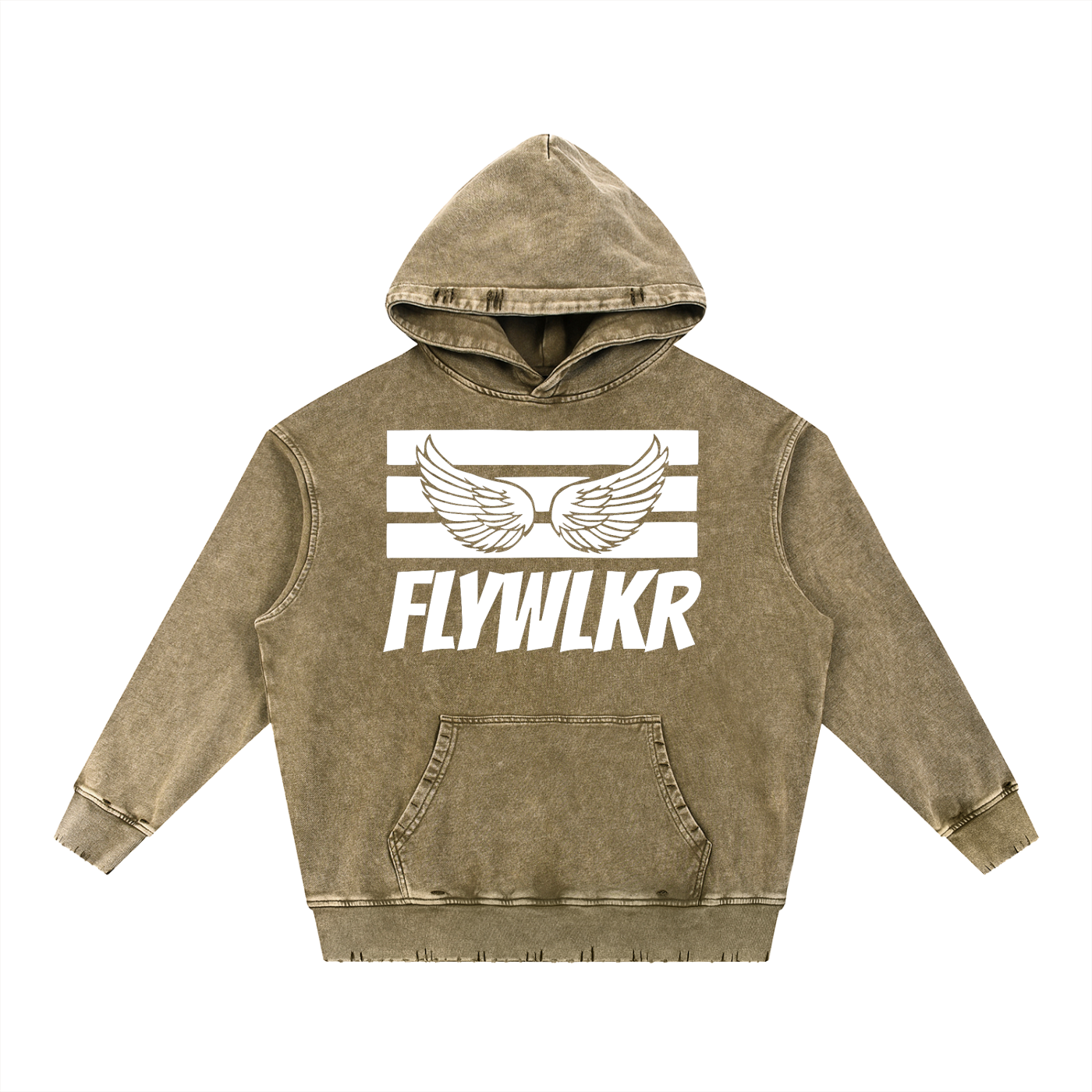 FLYWLKR "ORIGINALS" Snow Wash Hand-Frayed Heavyweight  Hoodie