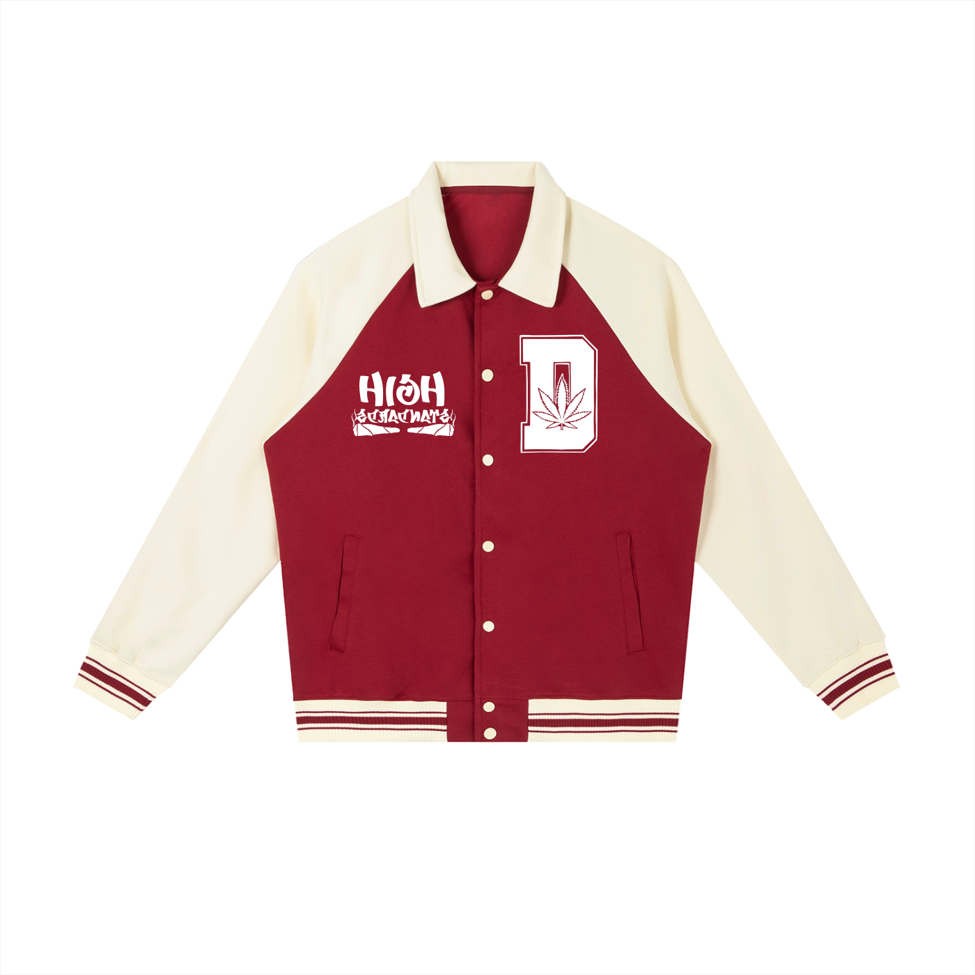 FLYWLKR "THE HIGH CLASS" Contrast Raglan Sleeve Baseball Jacket