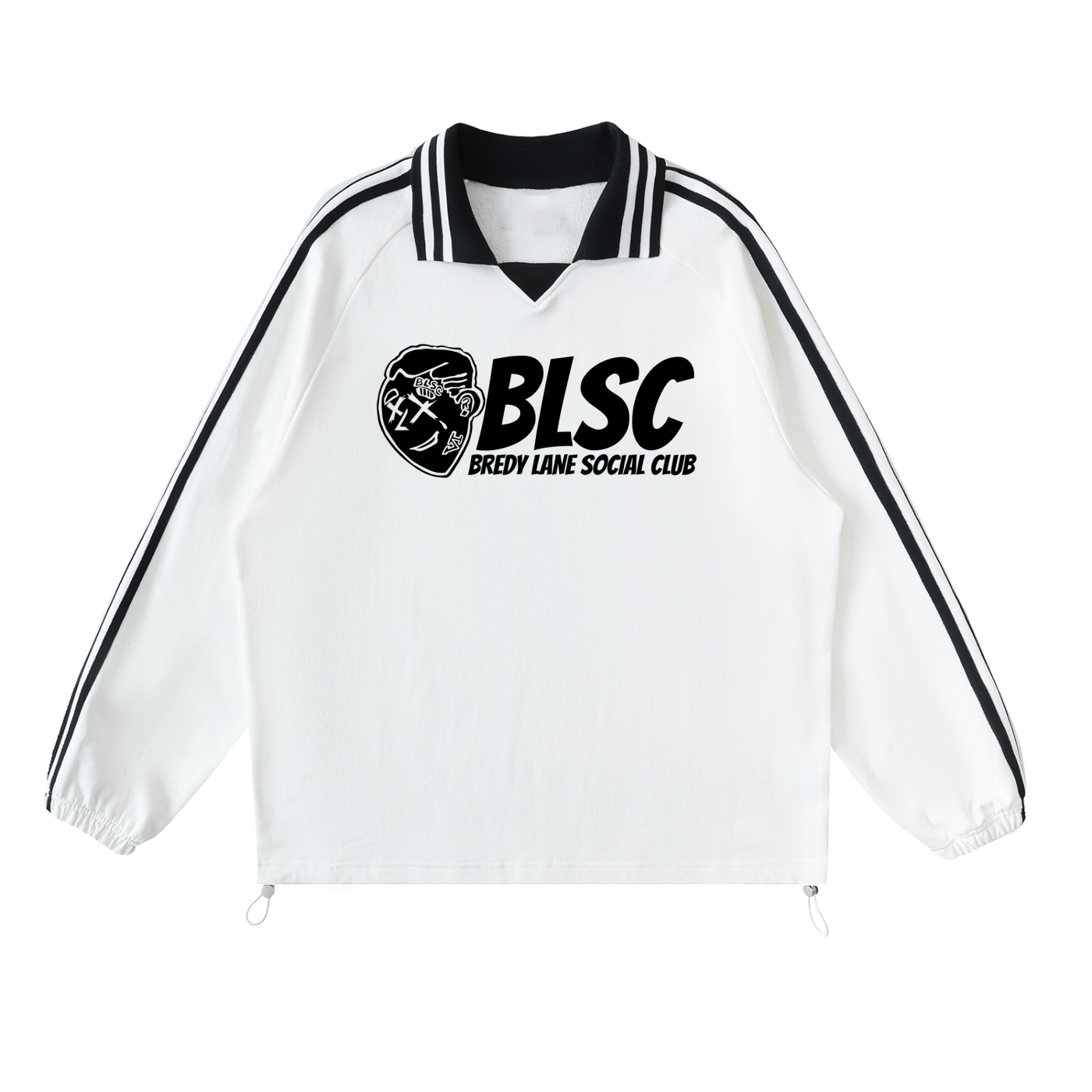 FLYWLKR "BREDY LANE SOCIAL CLUB" Contrast Striped Lapel Collar Sweatshirt