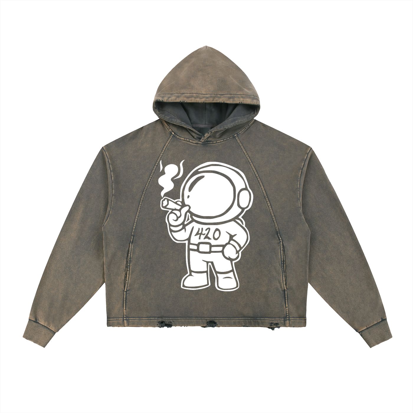 FLYWLKR "THE HIGH CLASS" Vintage Washed Frayed-Hem Hoodie