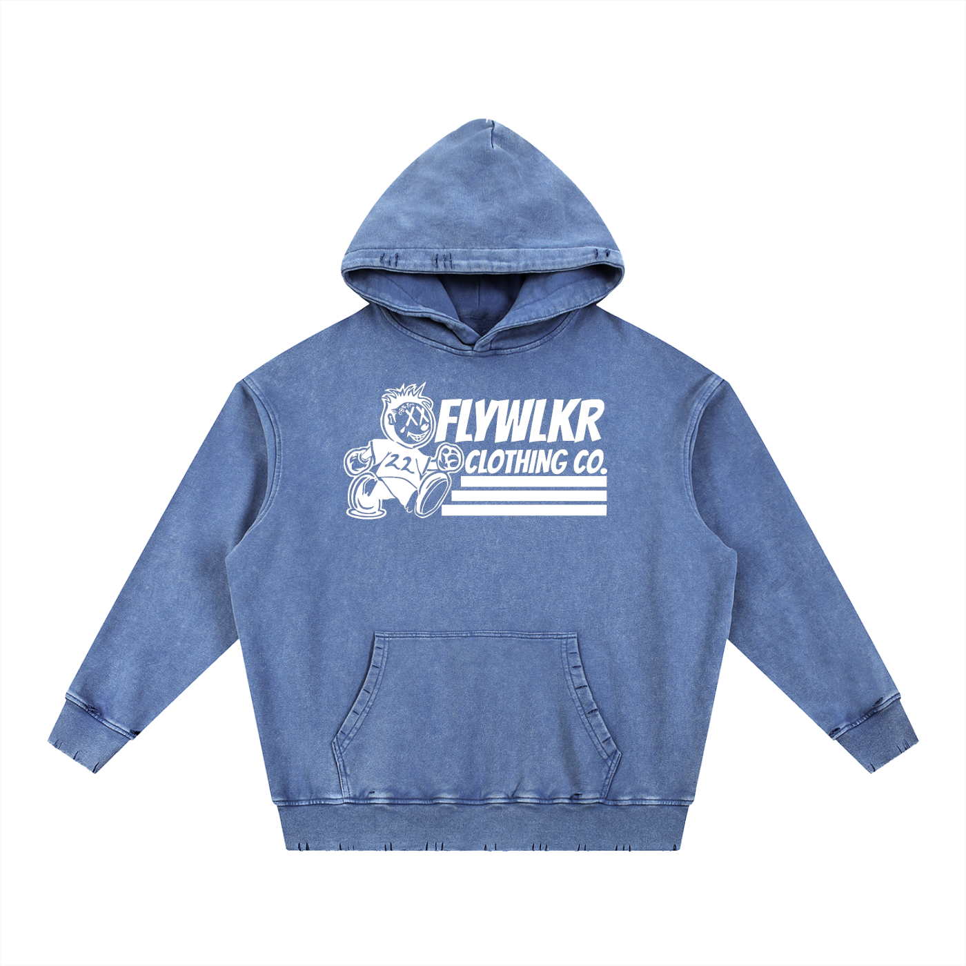 FLYWLKR "ORIGINALS" Snow Wash Hand-Frayed Heavyweight  Hoodie