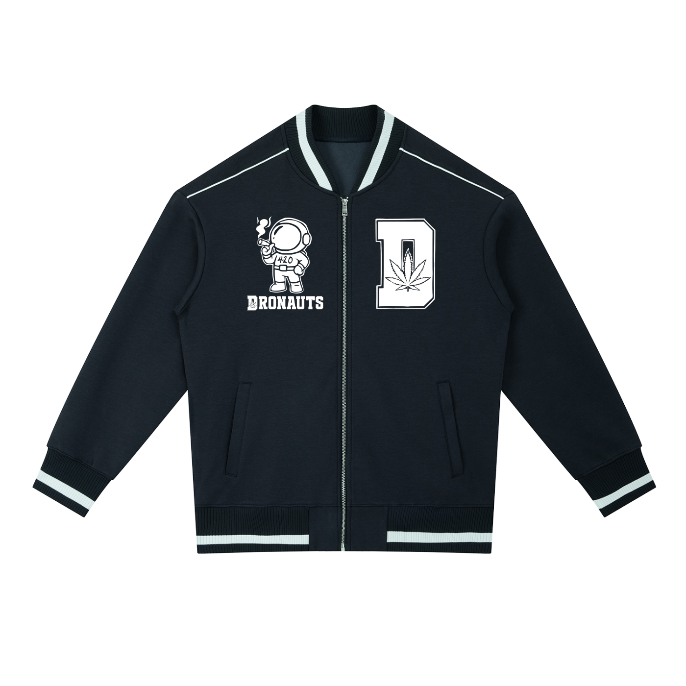 FLYWLKR "THE HIGH CLASS" Contrast Piping Zip Bomber Jacket