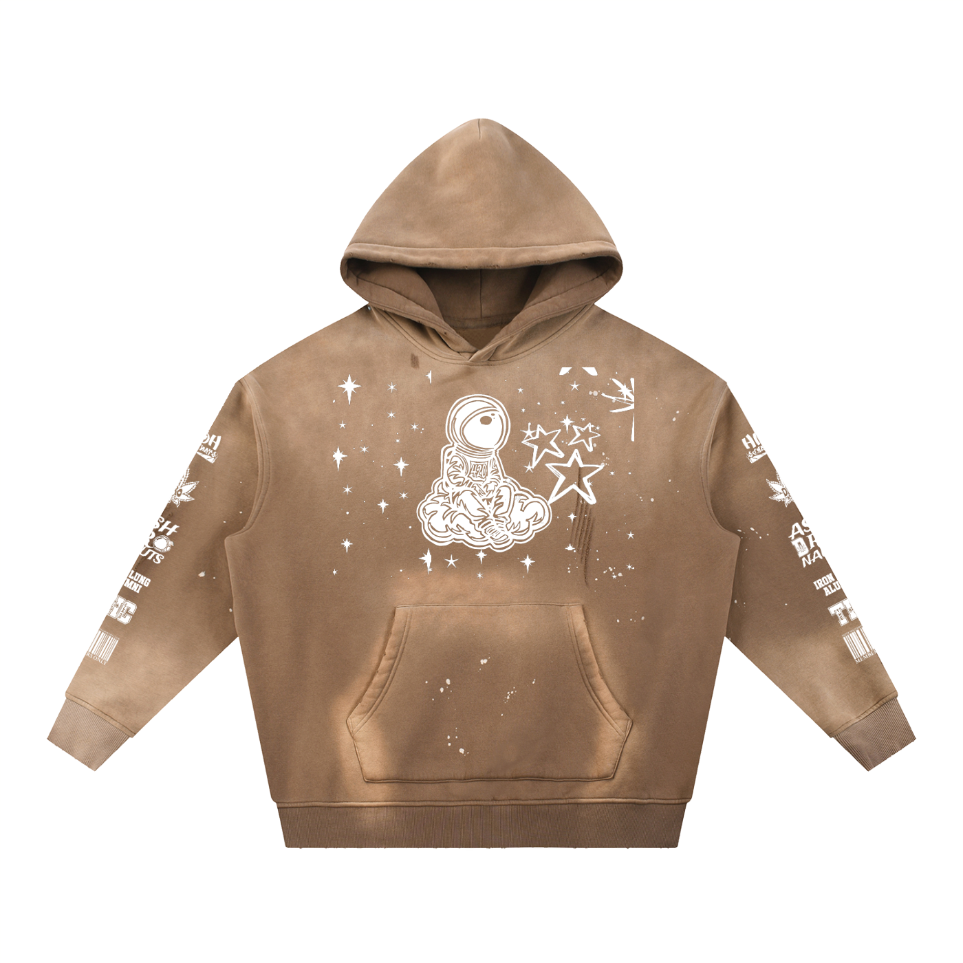 FLYWLKR "PAPER SPACESHIPS SMOKERS CLUB" Vintage Washed Frayed Fleece Hoodie