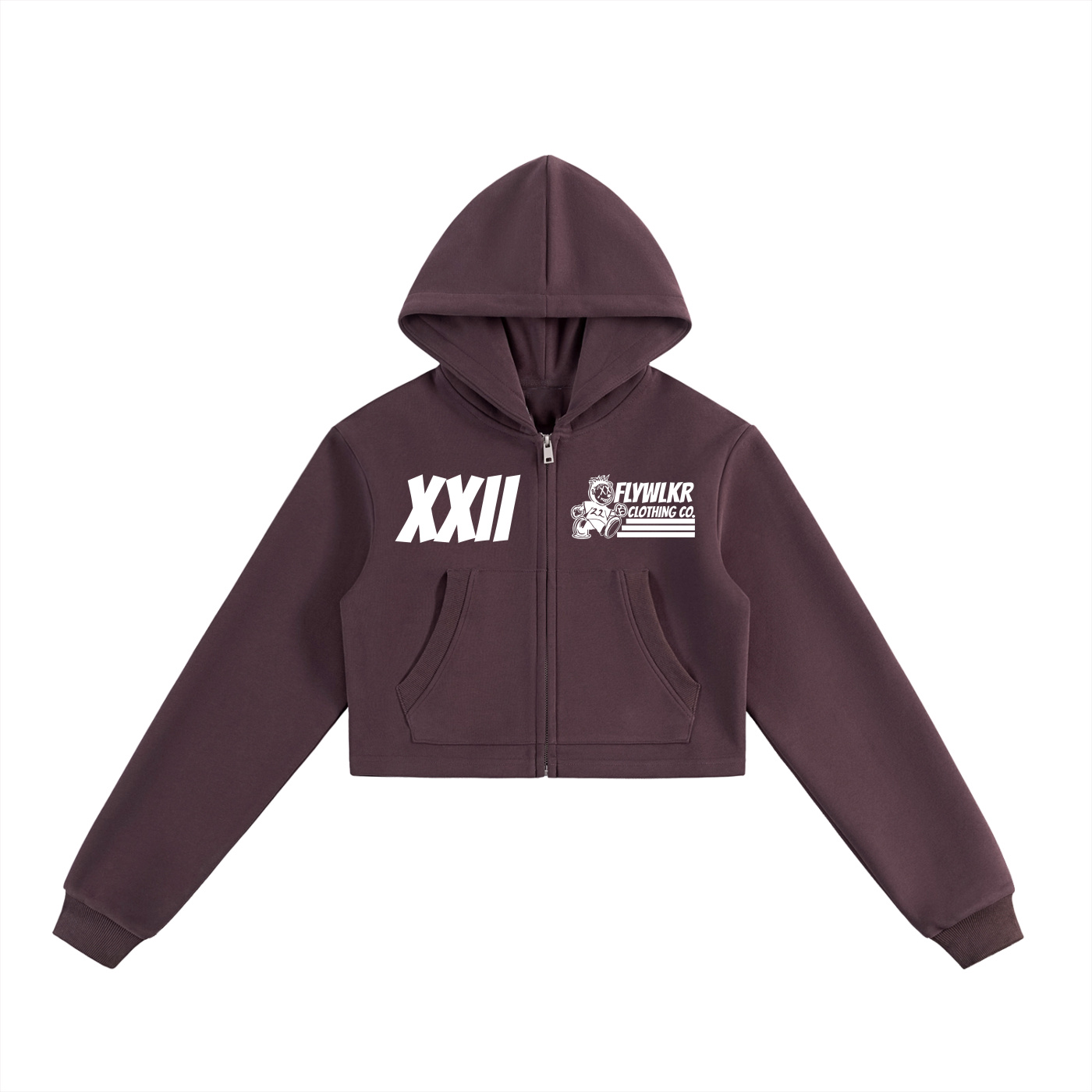 FLYWLKR "ORIGINALS" Essential Cropped Zip-Up Hoodie