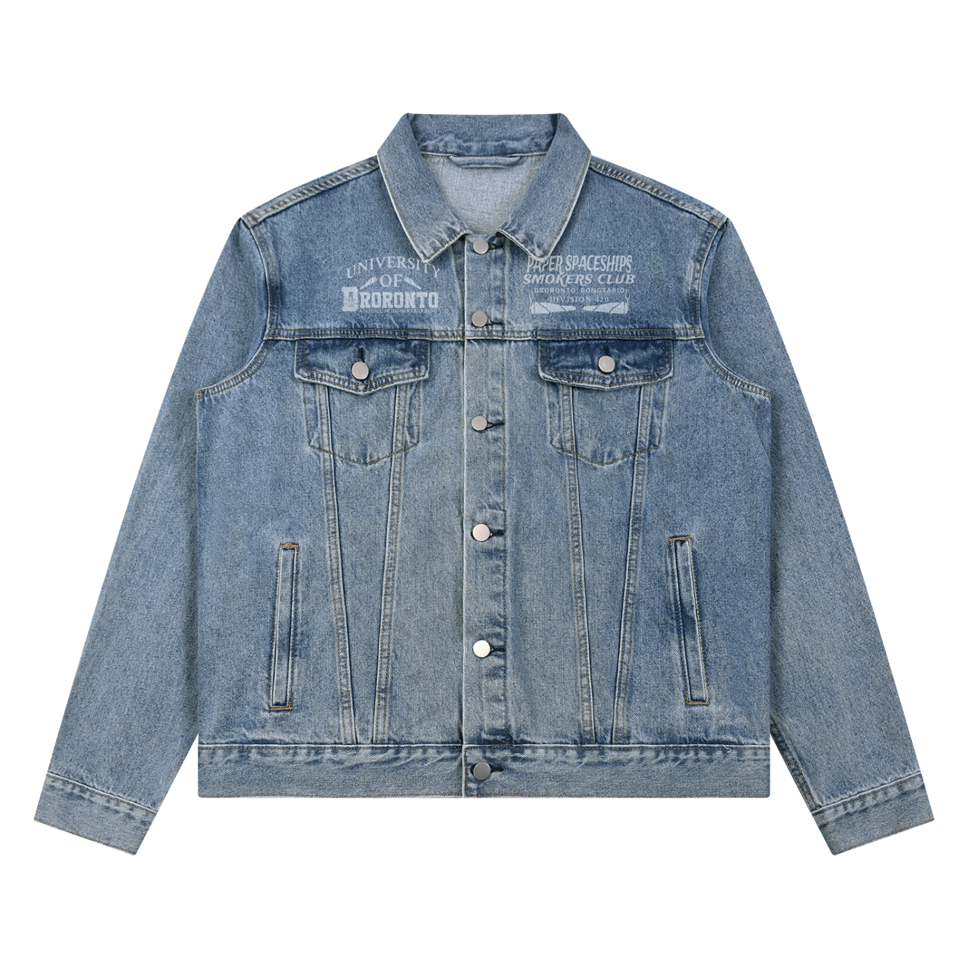 FLYWLKR "PAPER SPACESHIPS" Unisex Vintage Wash Denim Jacket