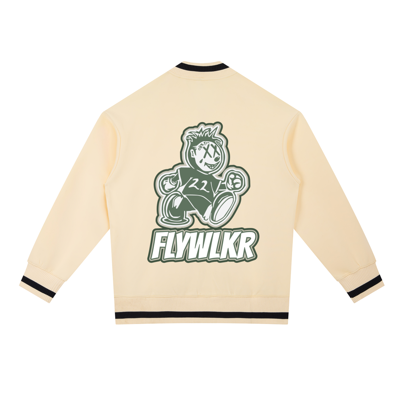 FLYWLKR ORIGINALS "OLIMOSSCREM" Contrast Piping Zip Bomber Jacket