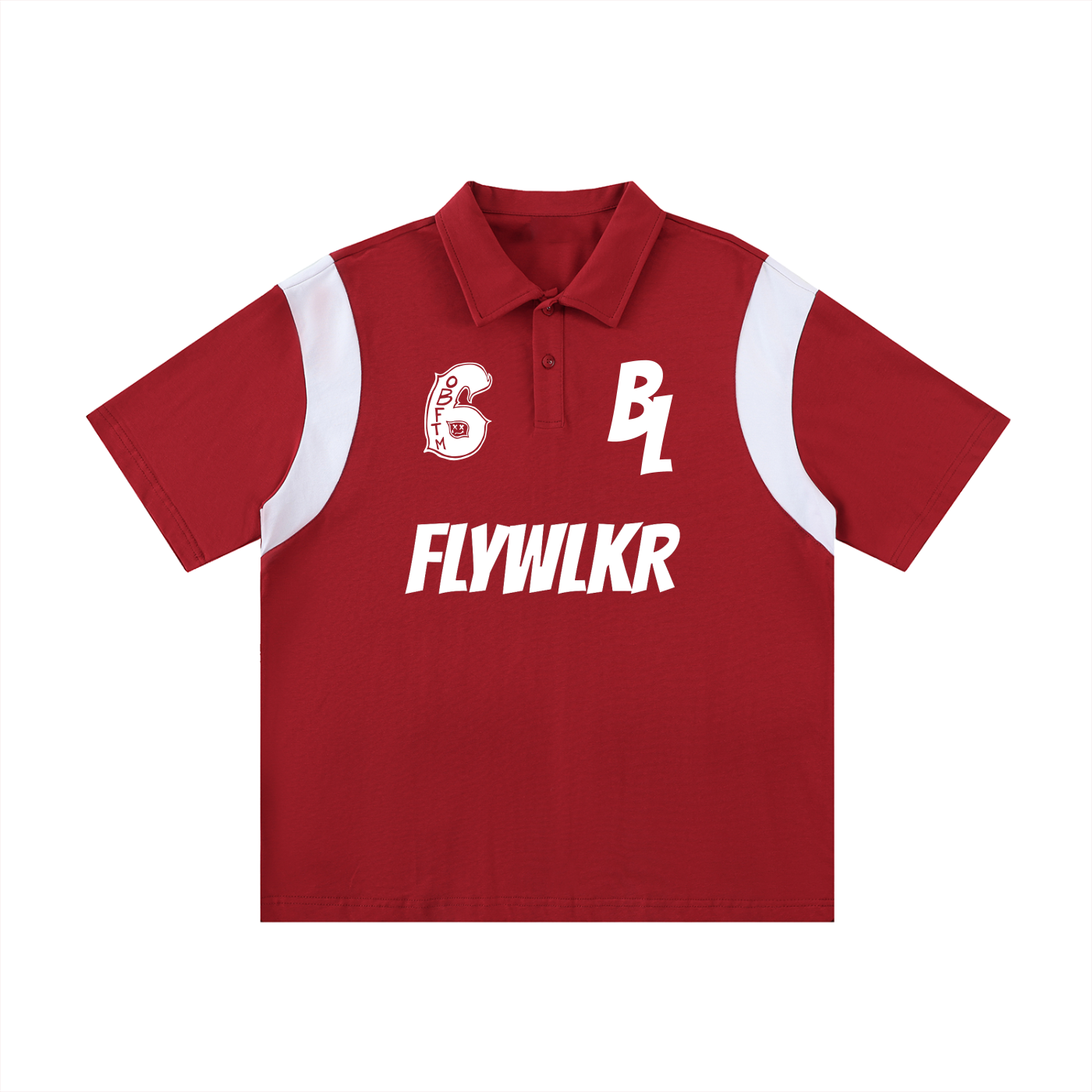 FLYWLKR "BREDY LANE SOCIAL CLUB" Contrast Panel Cotton Polo Shirt