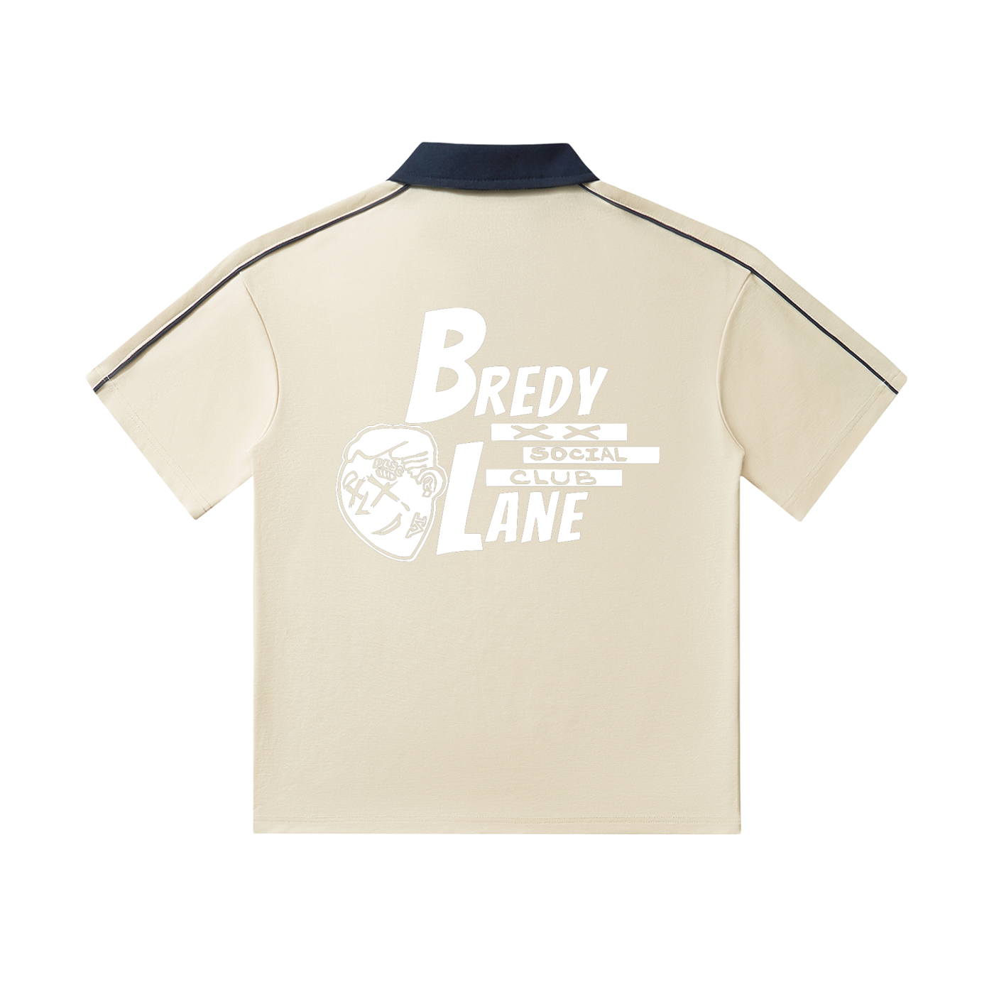 FLYWLKR "BREDY LANE SOCIAL CLUB" Contrast Collar Short-Sleeve Polo Shirt