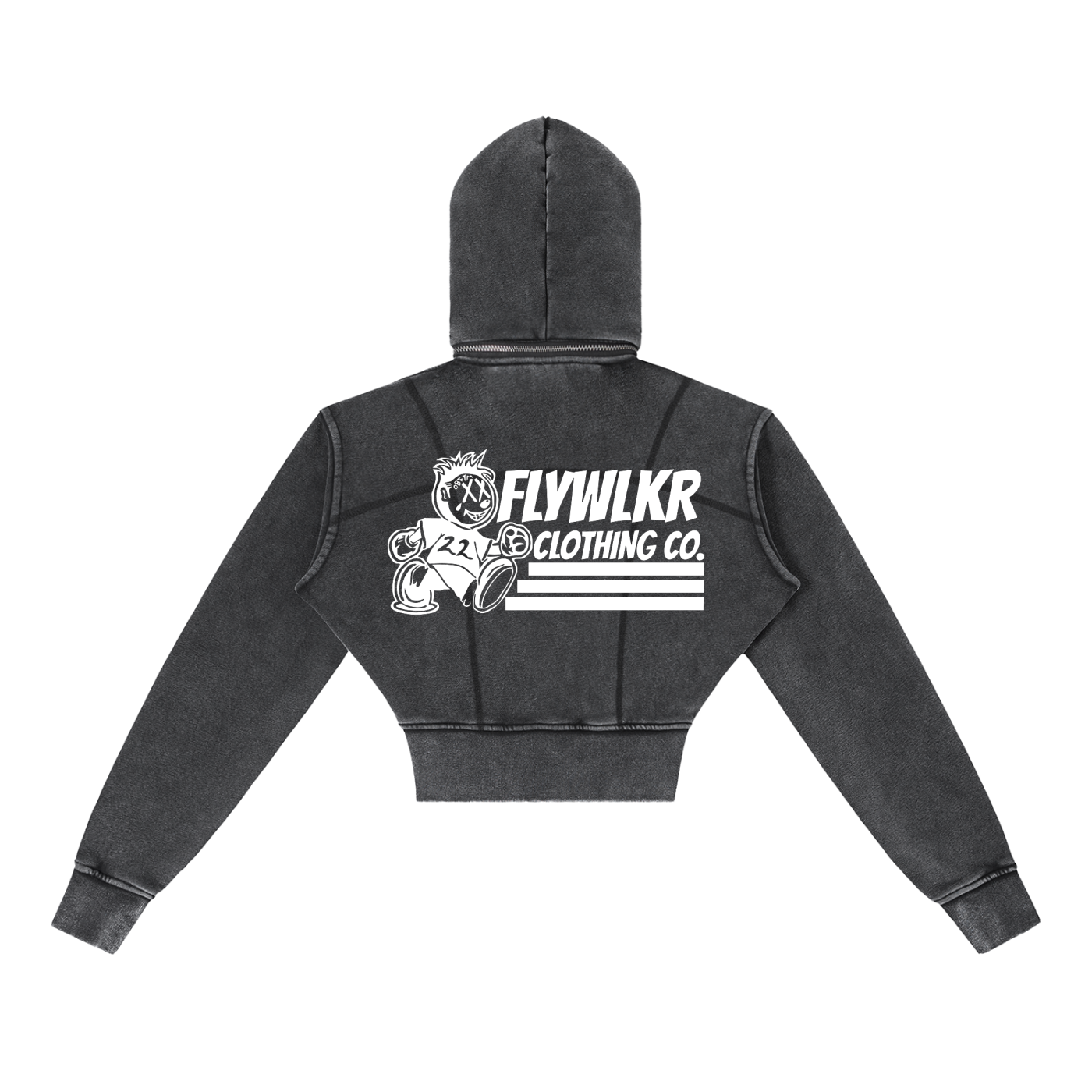 FLYWLKR "ORIGINALS" Vintage Washed Cropped Fleece Hoodie